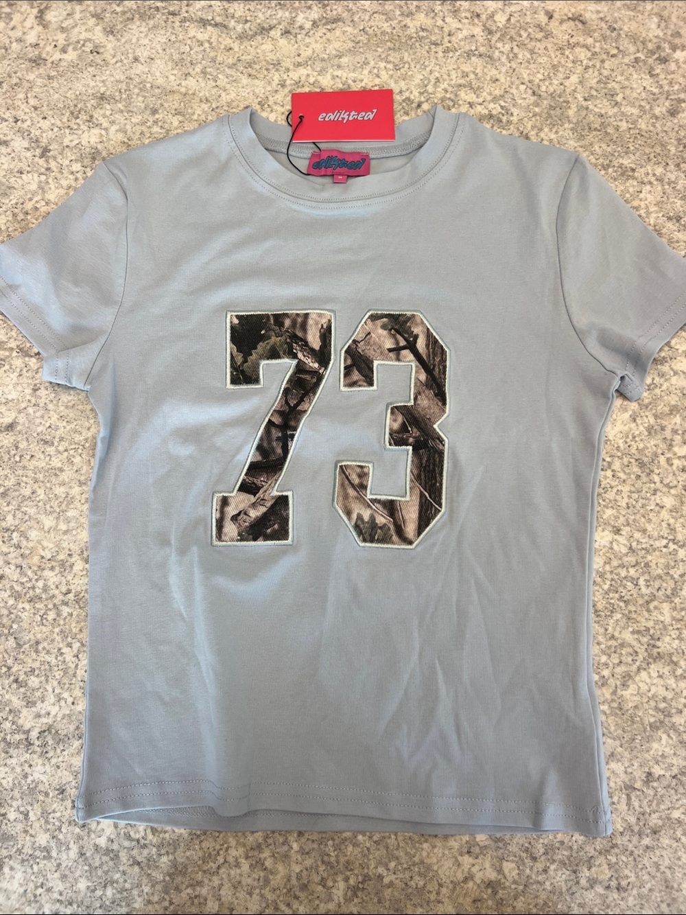 Edikted 73 baby blue t shirt